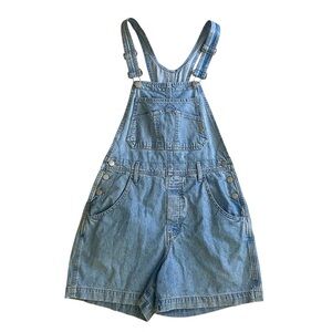 Guess Vintage Denim Distressed Overalls Shorts Large